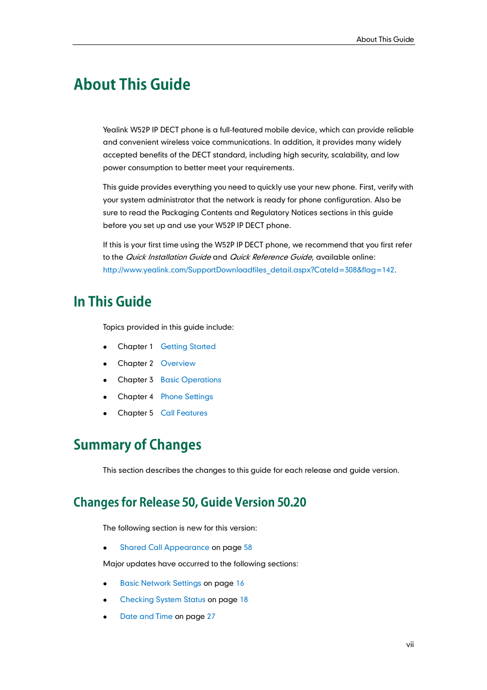 Yealink W52P User Manual | Page 7 / 84