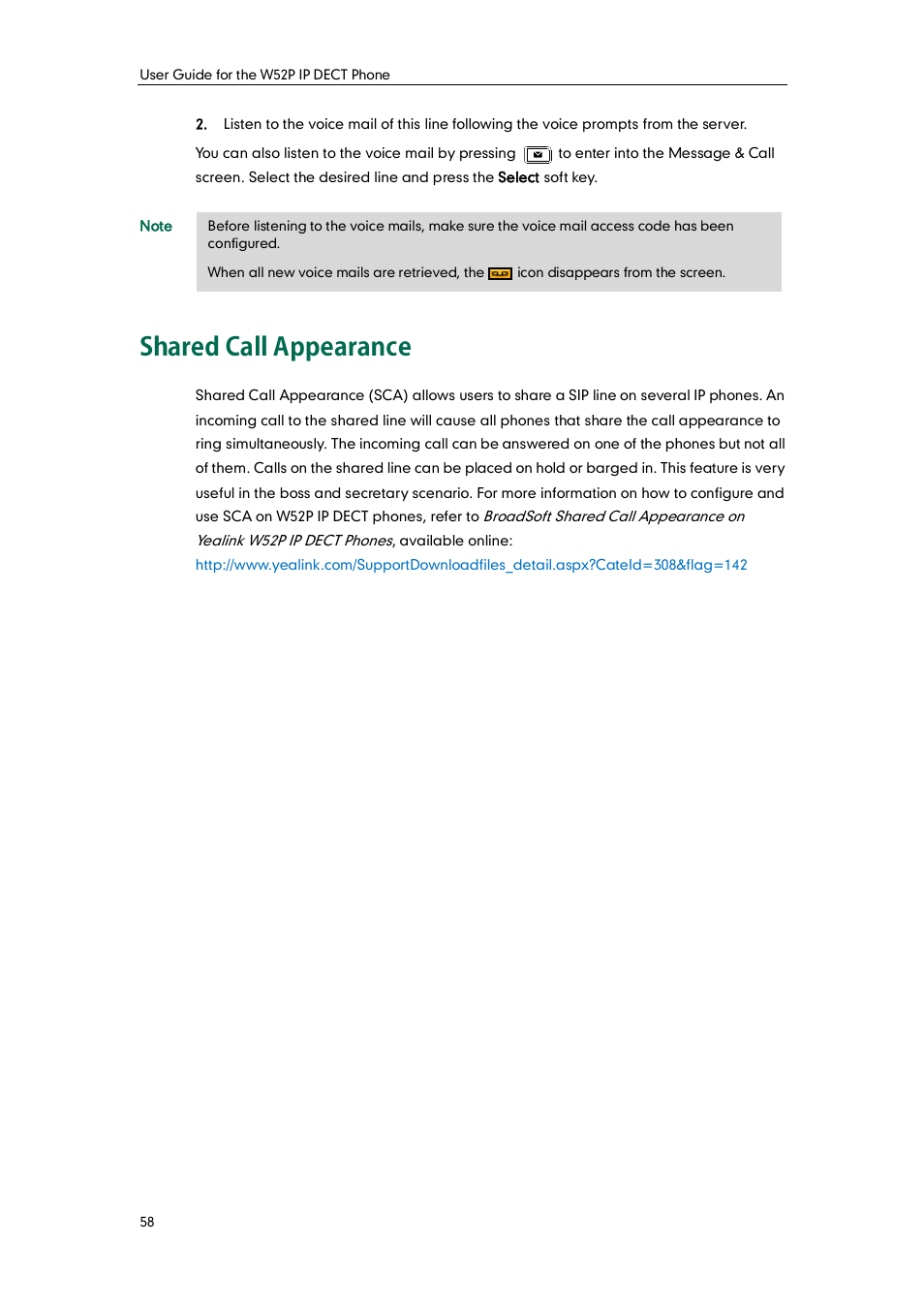 Shared call appearance | Yealink W52P User Manual | Page 70 / 84