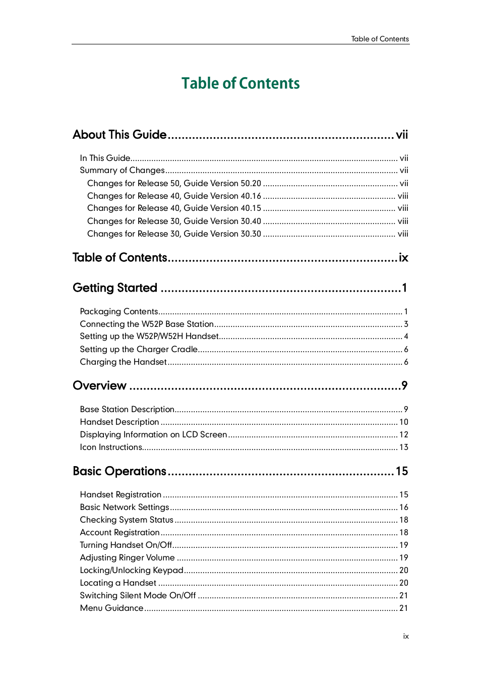 Yealink W52P User Manual | Page 9 / 84