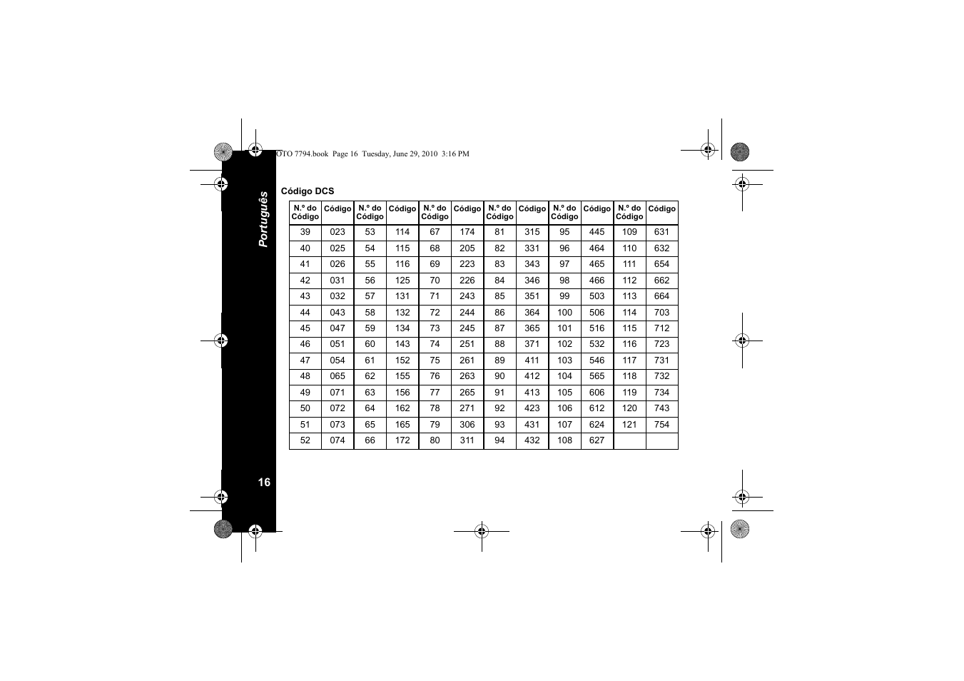 Código dcs | Motorola walkie talkie User Manual | Page 108 / 256