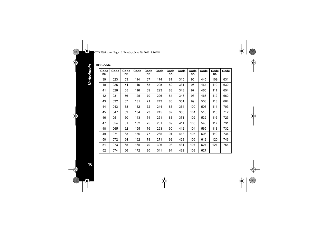 Dcs-code | Motorola walkie talkie User Manual | Page 126 / 256