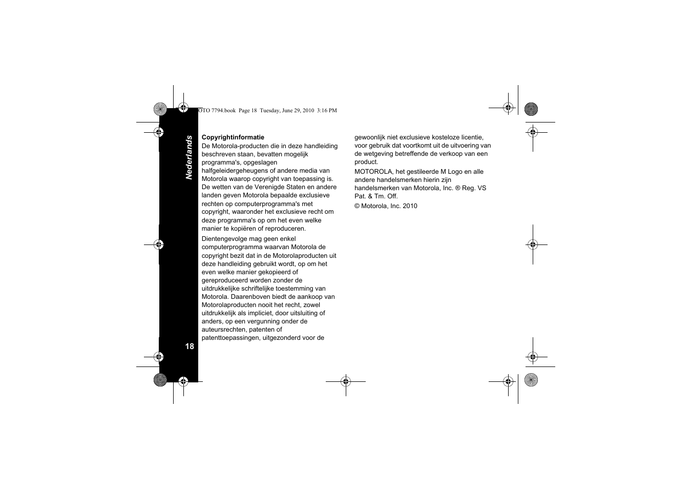 Copyrightinformatie | Motorola walkie talkie User Manual | Page 128 / 256