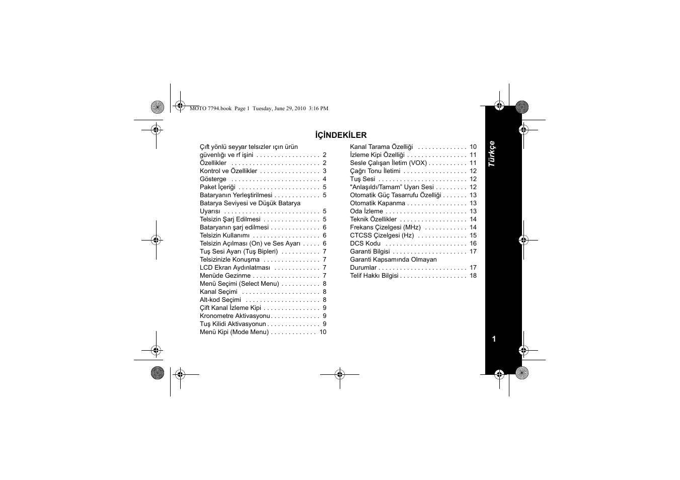 Türkçe | Motorola walkie talkie User Manual | Page 147 / 256