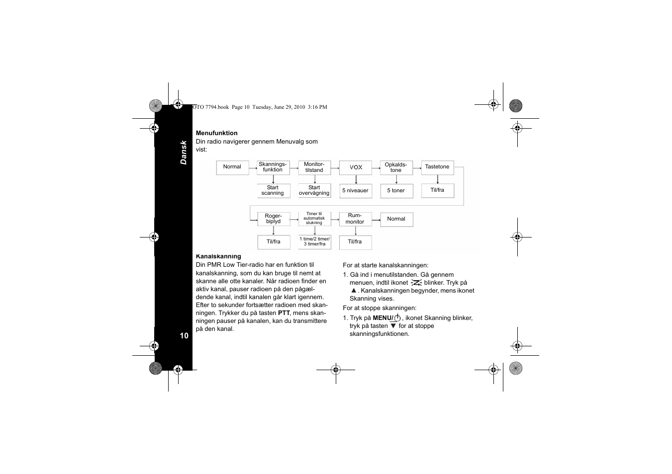 Menufunktion, Kanalskanning | Motorola walkie talkie User Manual | Page 192 / 256