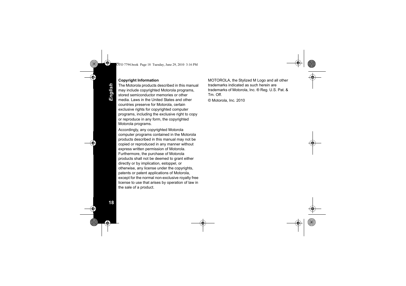 Copyright information | Motorola walkie talkie User Manual | Page 20 / 256