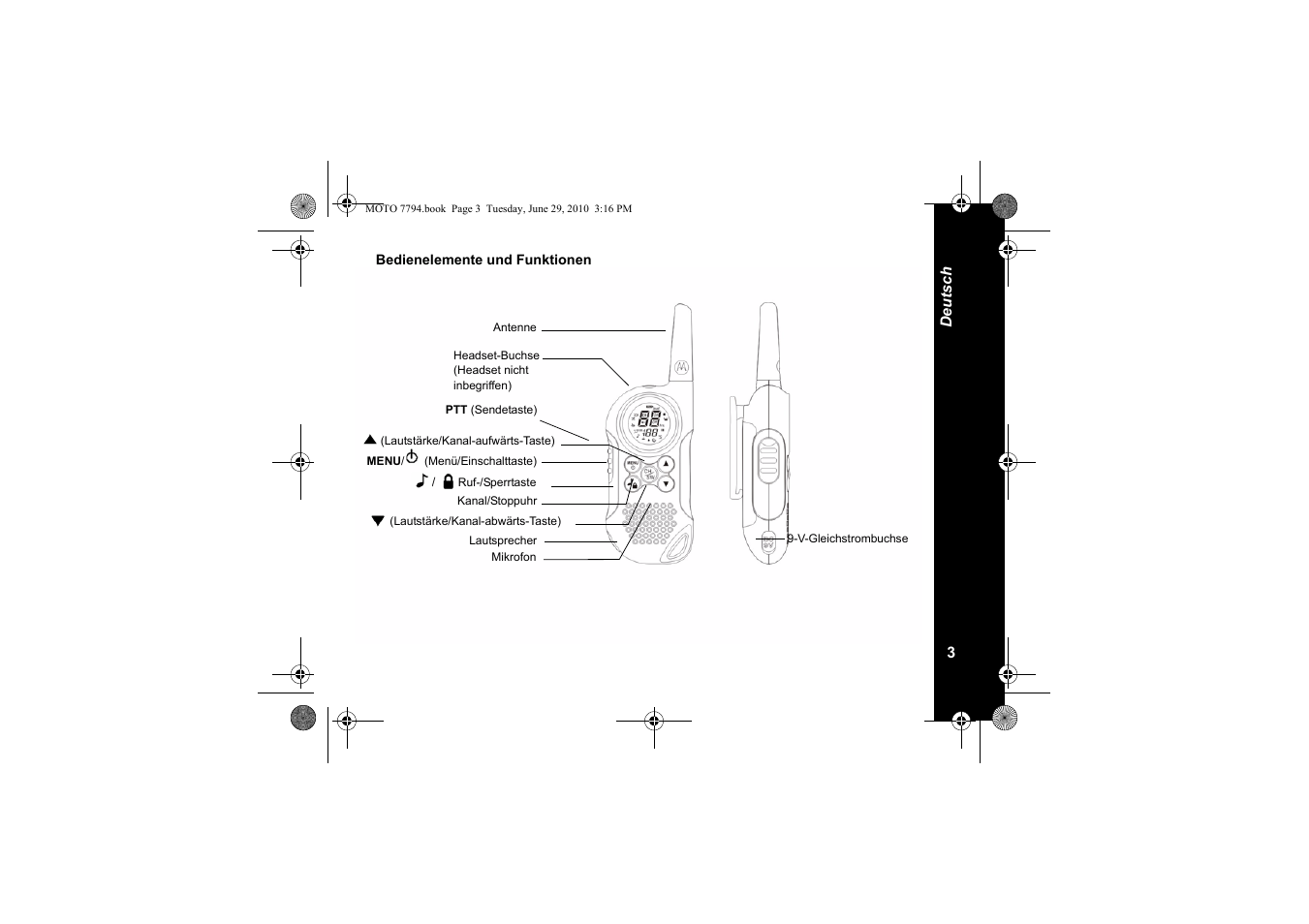 Bedienelemente und funktionen | Motorola walkie talkie User Manual | Page 41 / 256