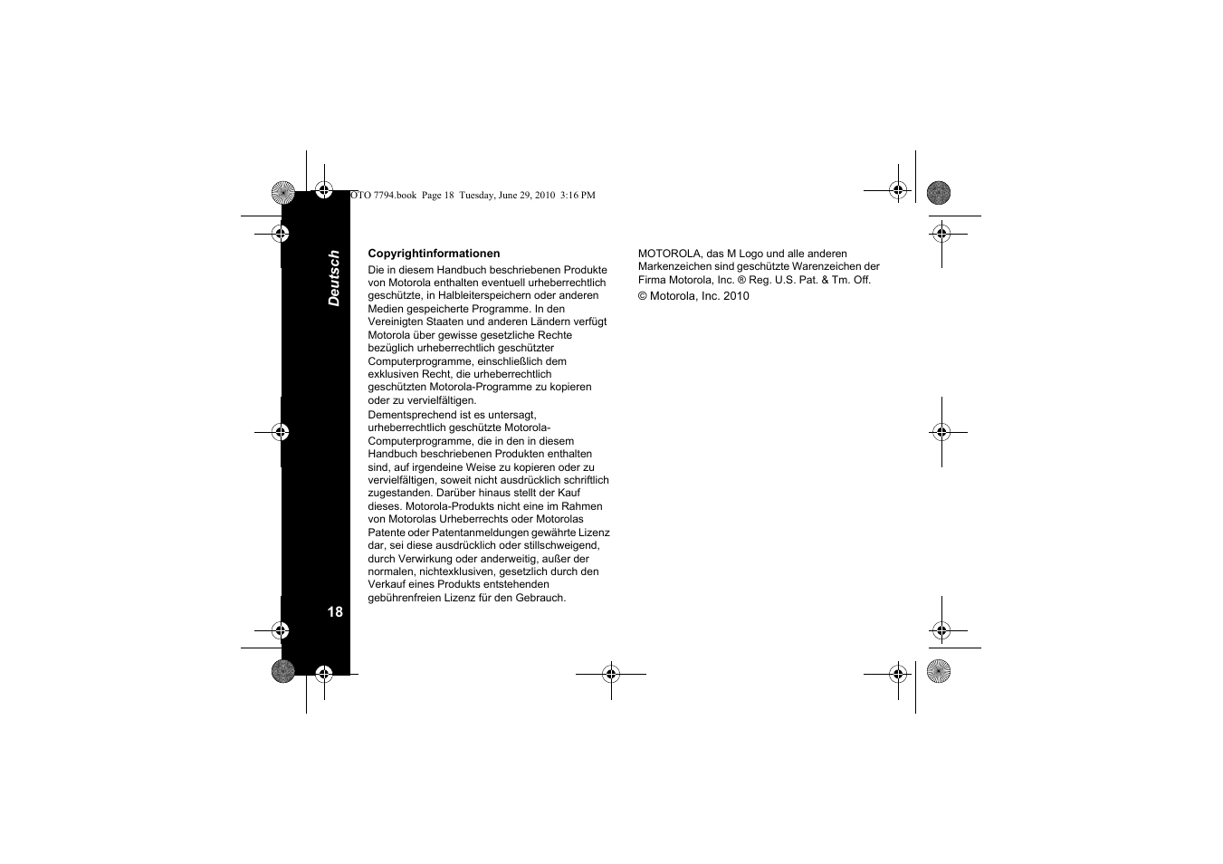 Copyrightinformationen | Motorola walkie talkie User Manual | Page 56 / 256