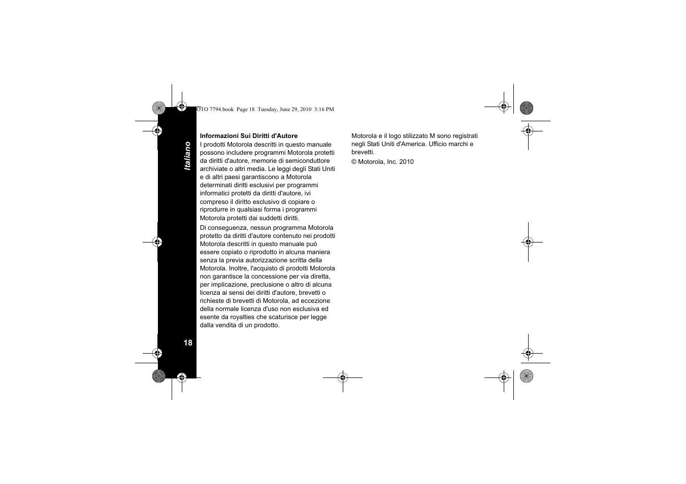 Informazioni sui diritti d'autore | Motorola walkie talkie User Manual | Page 92 / 256