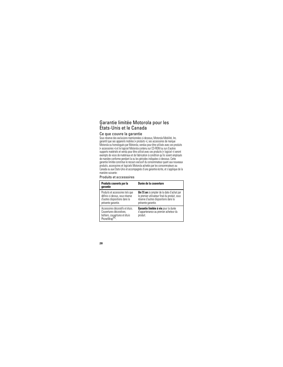 Garantie | Motorola H730 User Manual | Page 96 / 106