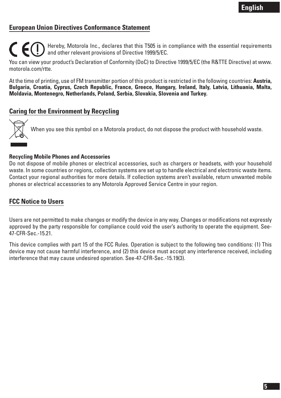 Motorola T505 User Manual | Page 6 / 16