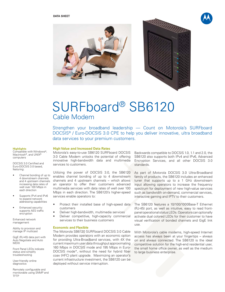 Motorola sb6120 User Manual | 3 pages