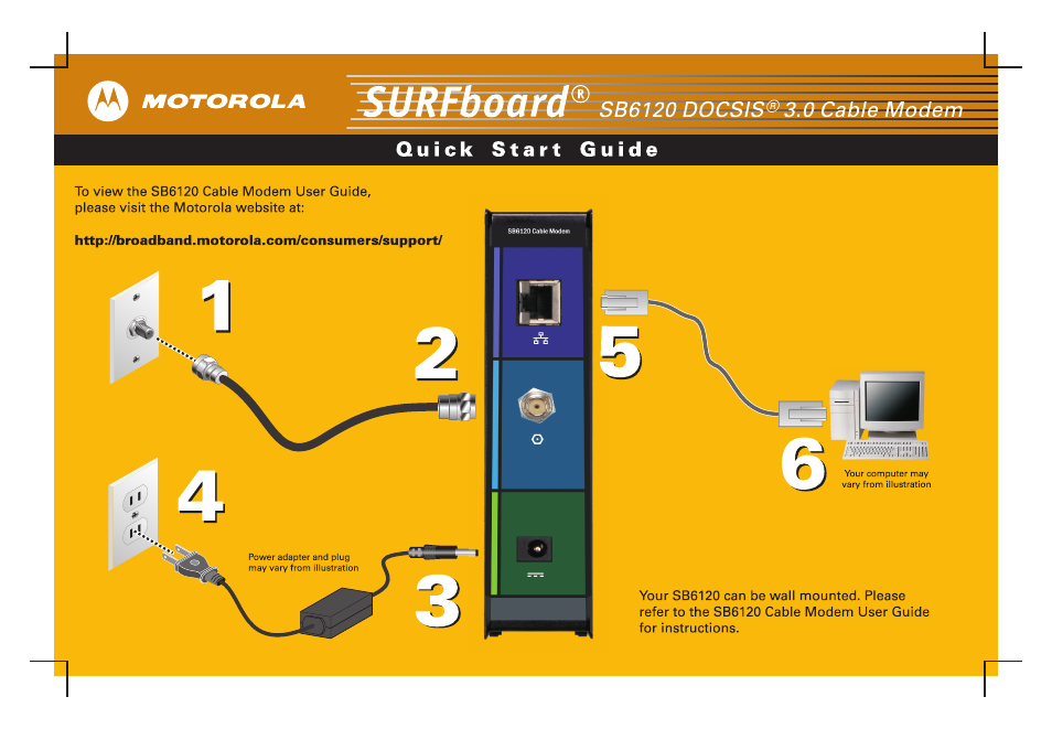 Motorola sb6120 User Manual | 2 pages