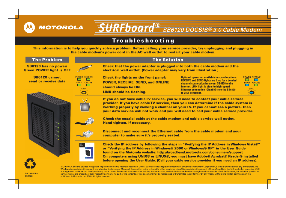 Motorola ^^№board | Motorola sb6120 User Manual | Page 2 / 2