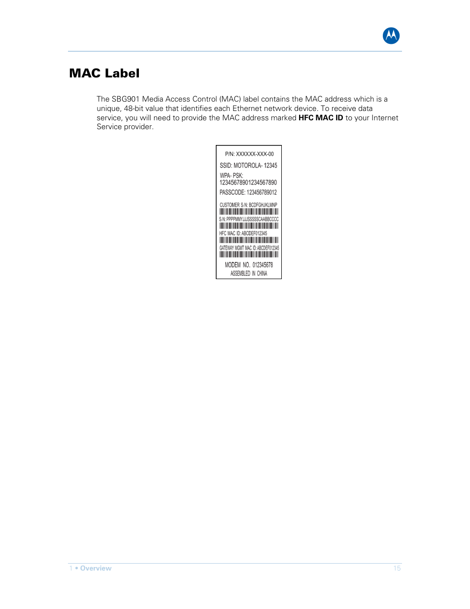 Mac label | Motorola SURFboard SBG901 User Manual | Page 16 / 86