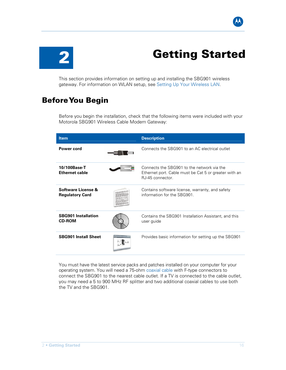Getting started, Before you begin | Motorola SURFboard SBG901 User Manual | Page 17 / 86