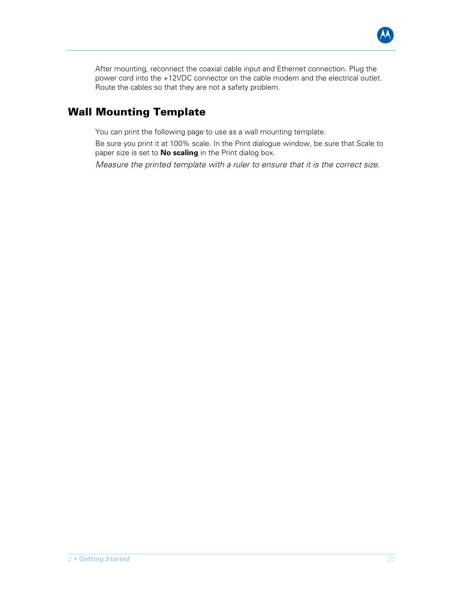 Wall mounting template | Motorola SURFboard SBG901 User Manual | Page 24 / 86