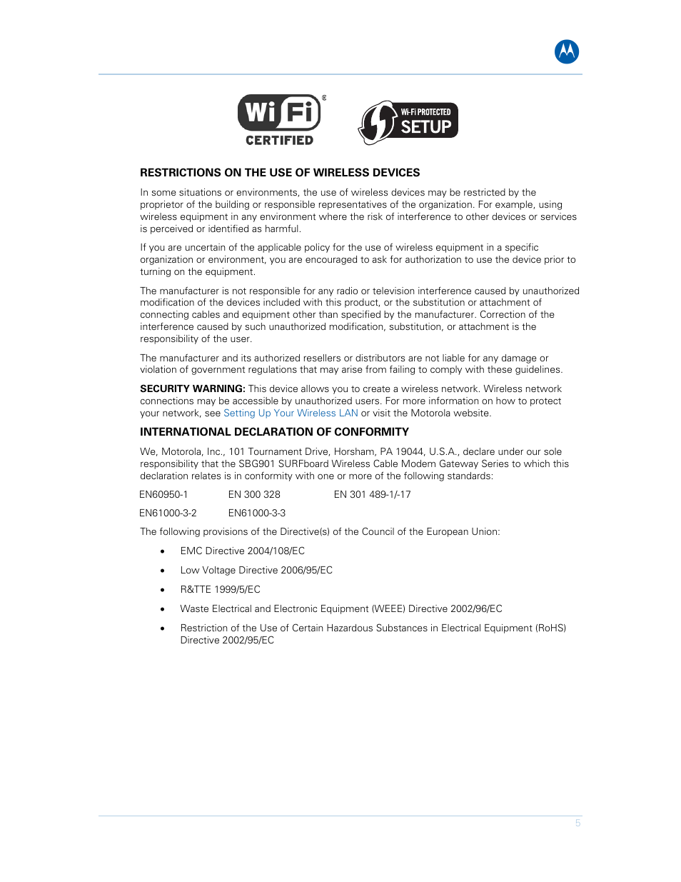Motorola SURFboard SBG901 User Manual | Page 6 / 86