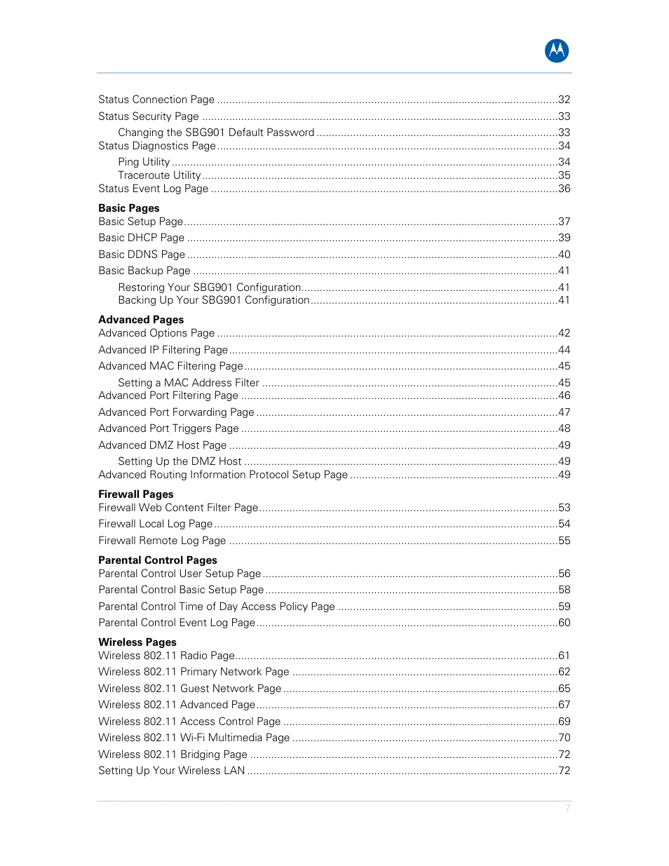 Motorola SURFboard SBG901 User Manual | Page 8 / 86