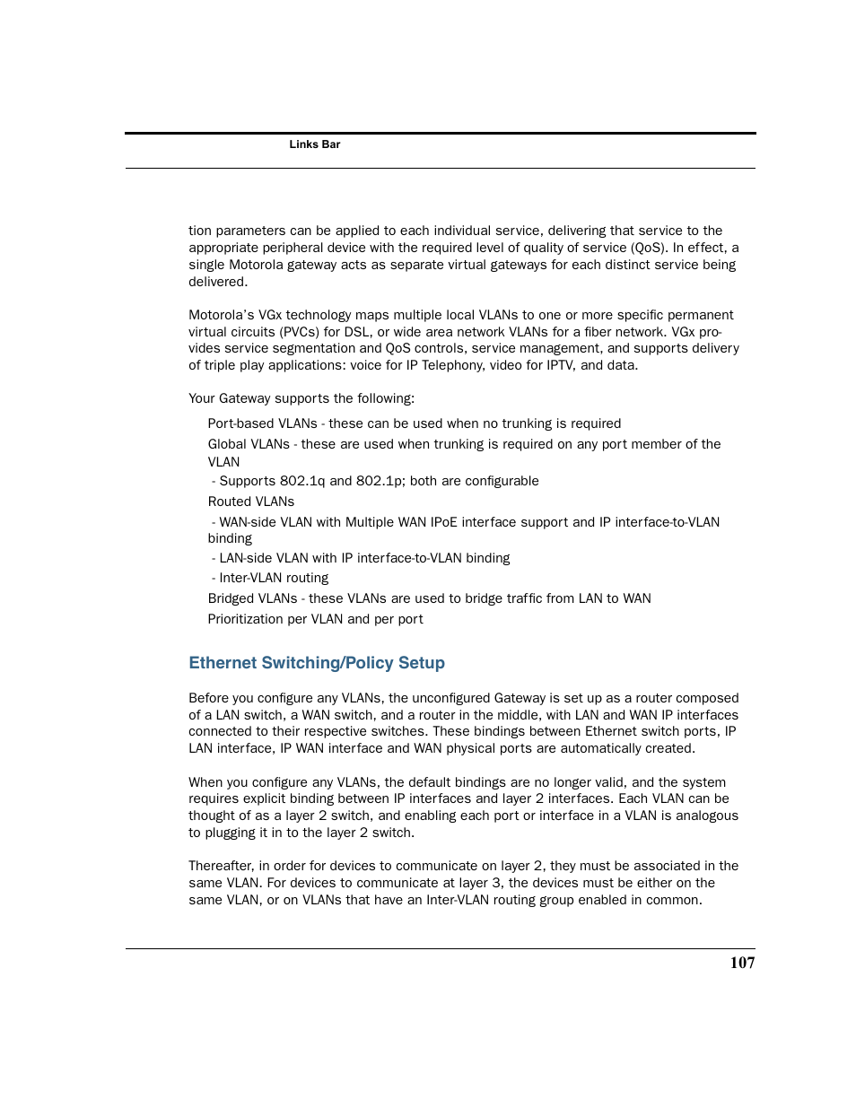 Ethernet switching/policy setup | Motorola 3347 User Manual | Page 107 / 351