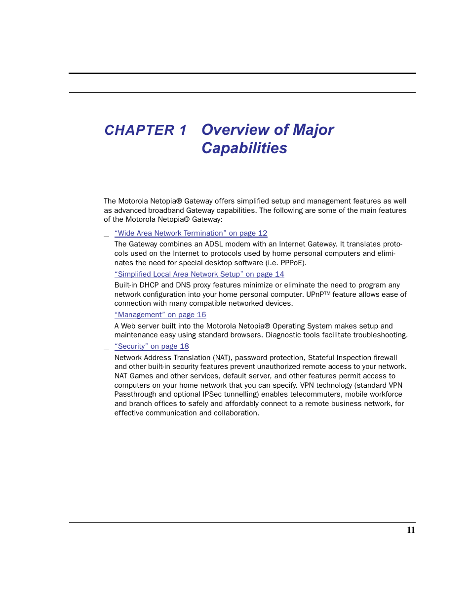 Chapter 1 overview of major capabilities, Chapter 1, Overview of major capabilities | Motorola 3347 User Manual | Page 11 / 351