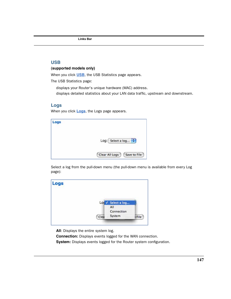 Logs | Motorola 3347 User Manual | Page 147 / 351