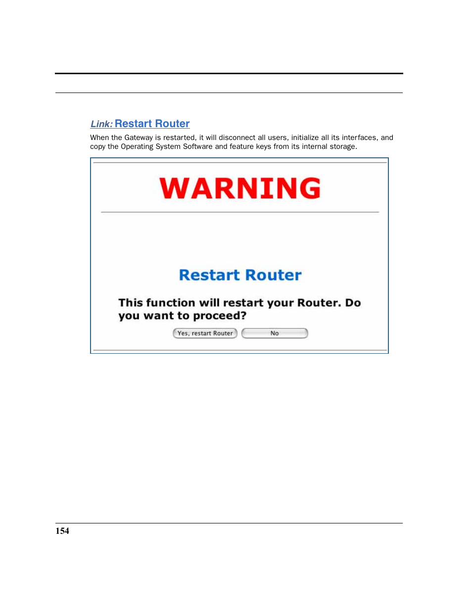 Link: restart router, Restart router | Motorola 3347 User Manual | Page 154 / 351