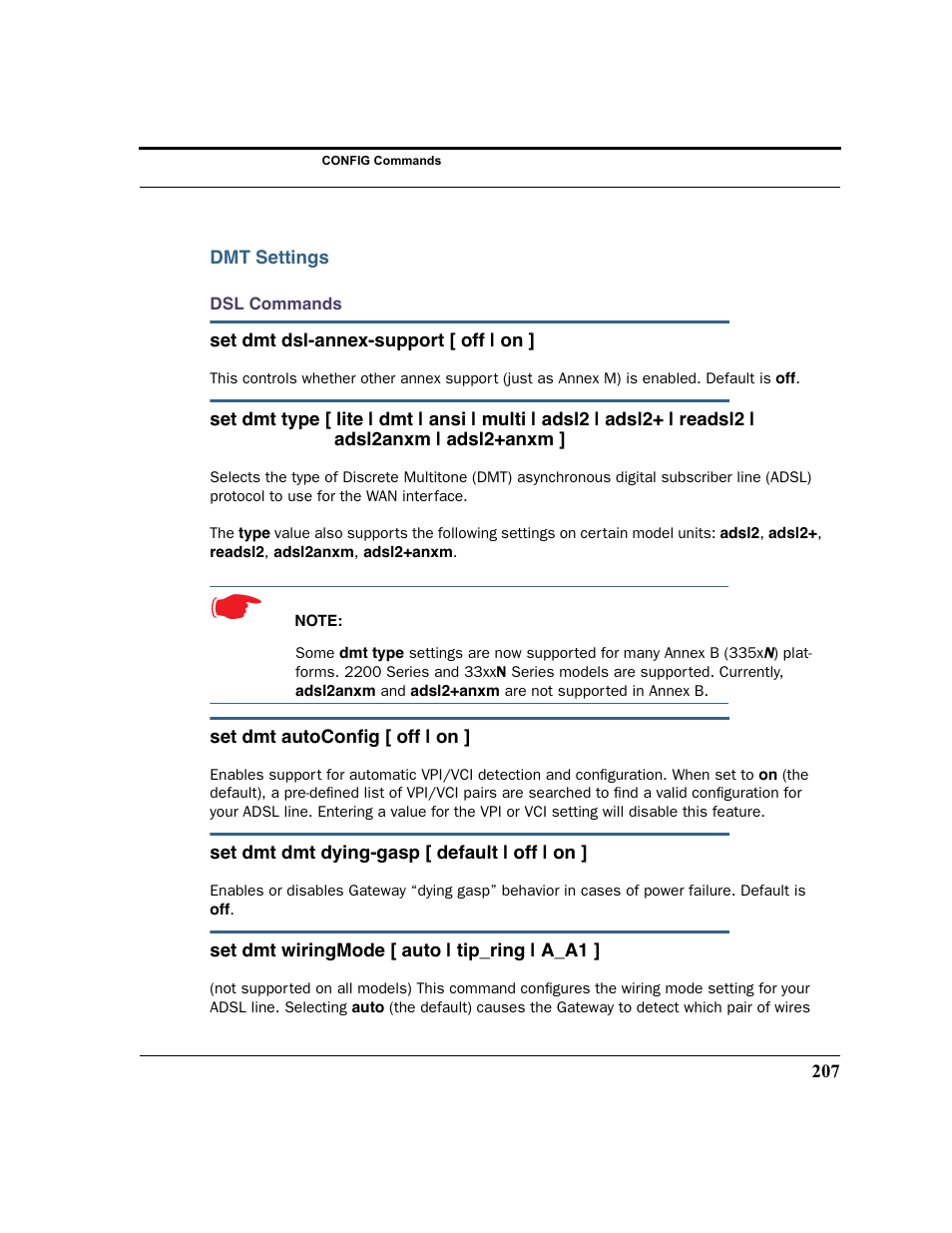 Dmt settings | Motorola 3347 User Manual | Page 207 / 351