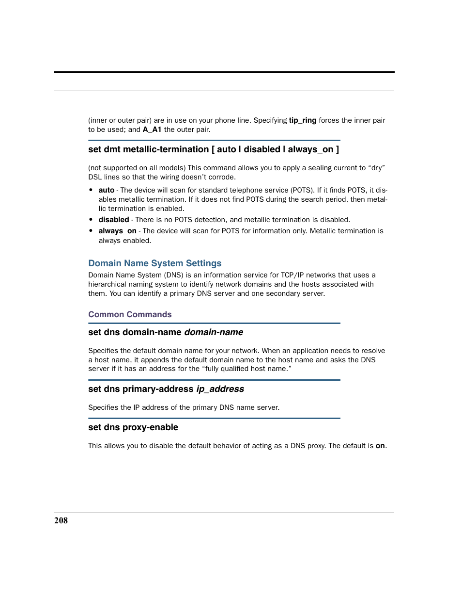 Domain name system settings | Motorola 3347 User Manual | Page 208 / 351