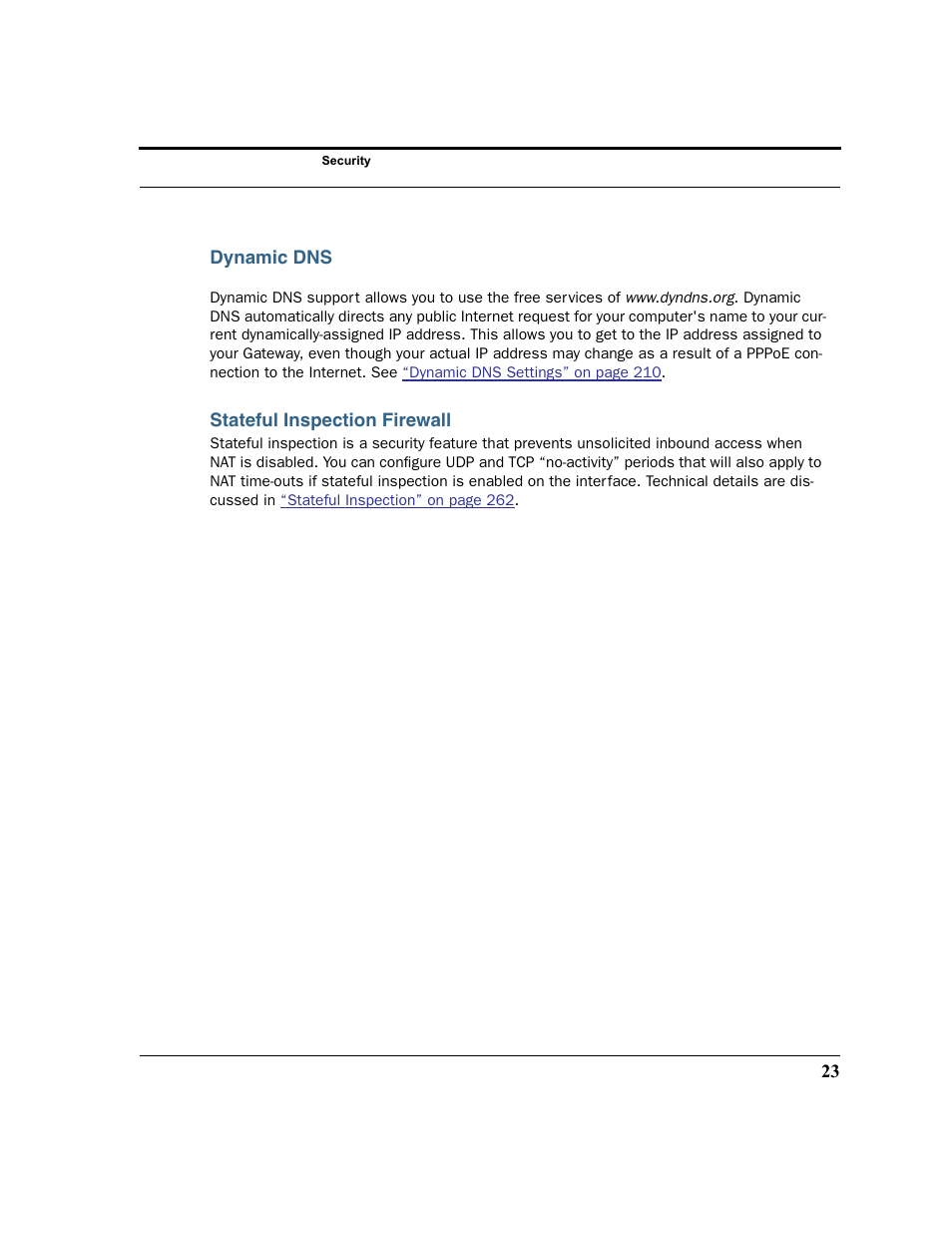 Dynamic dns, Stateful inspection firewall | Motorola 3347 User Manual | Page 23 / 351