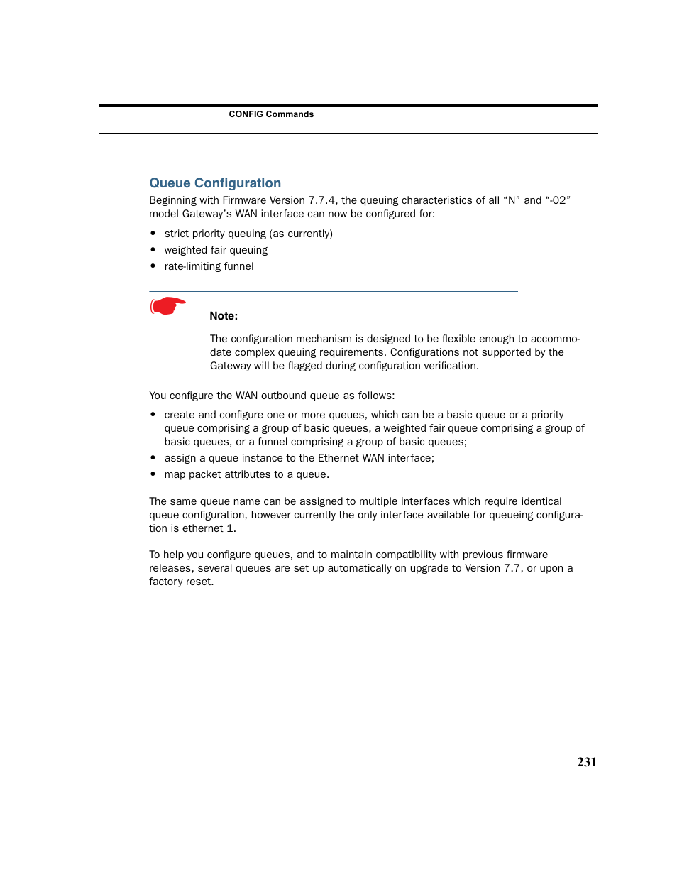 Queue configuration | Motorola 3347 User Manual | Page 231 / 351