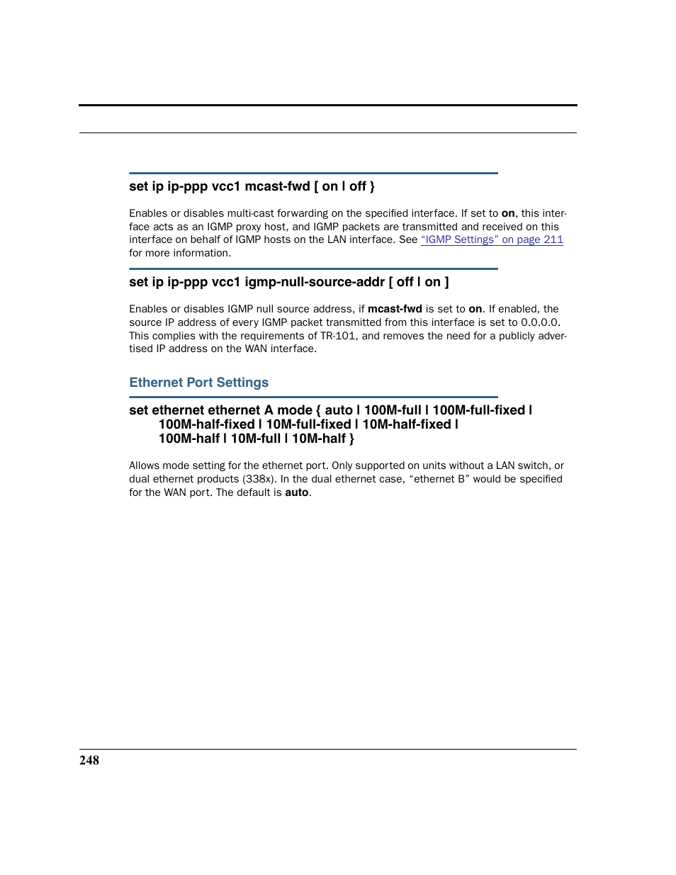 Ethernet port settings | Motorola 3347 User Manual | Page 248 / 351