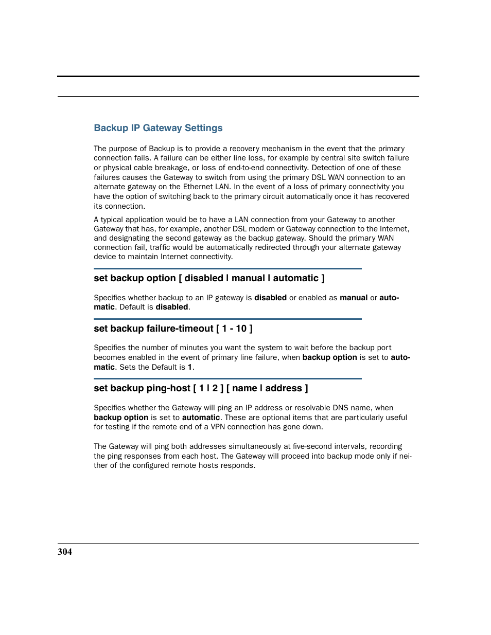 Backup ip gateway settings | Motorola 3347 User Manual | Page 304 / 351