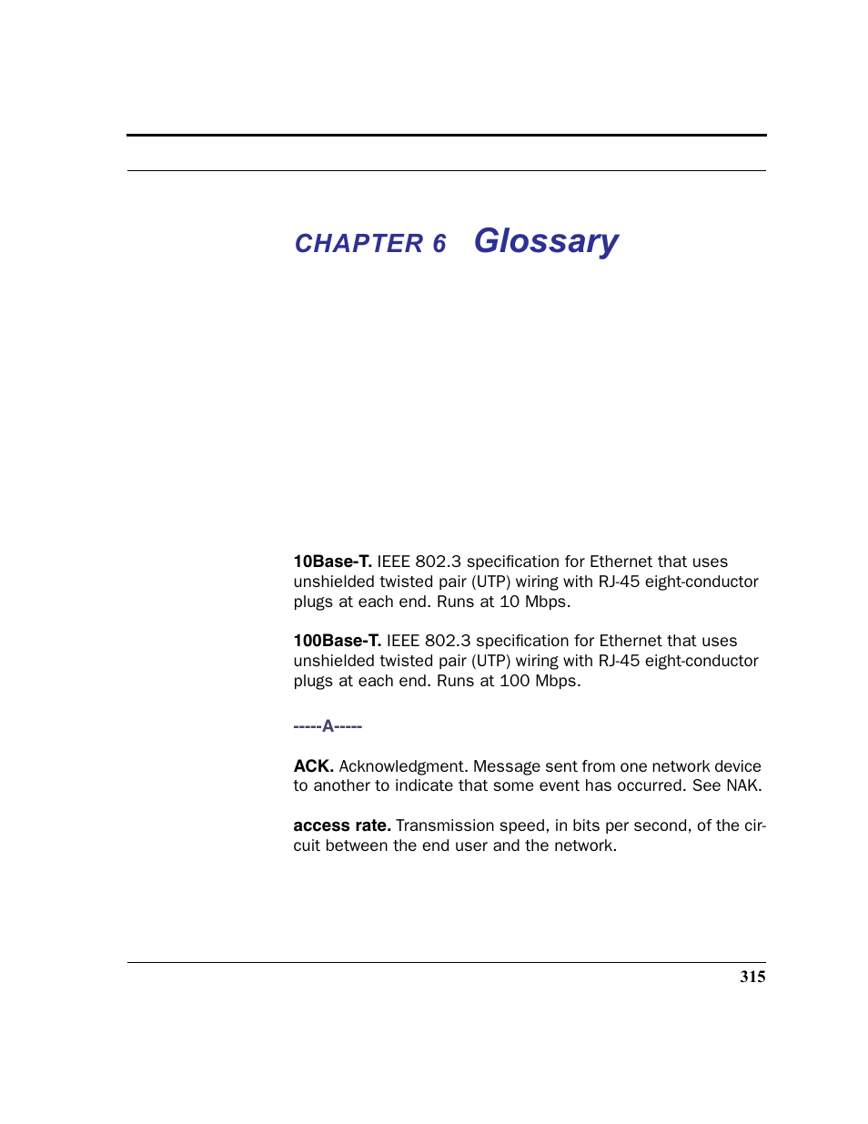 Chapter 6 glossary, Chapter 6, Glossary | Motorola 3347 User Manual | Page 315 / 351