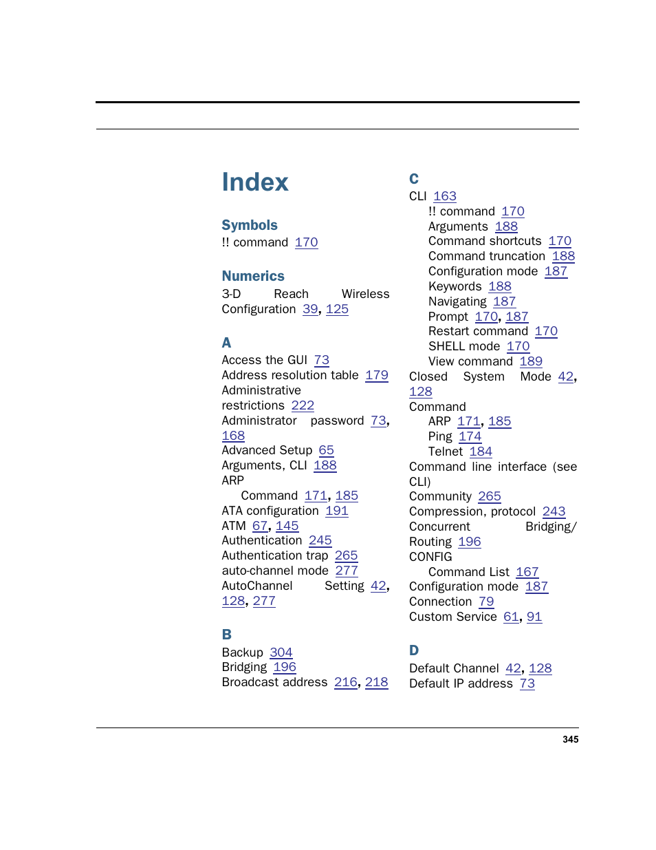 Index | Motorola 3347 User Manual | Page 345 / 351