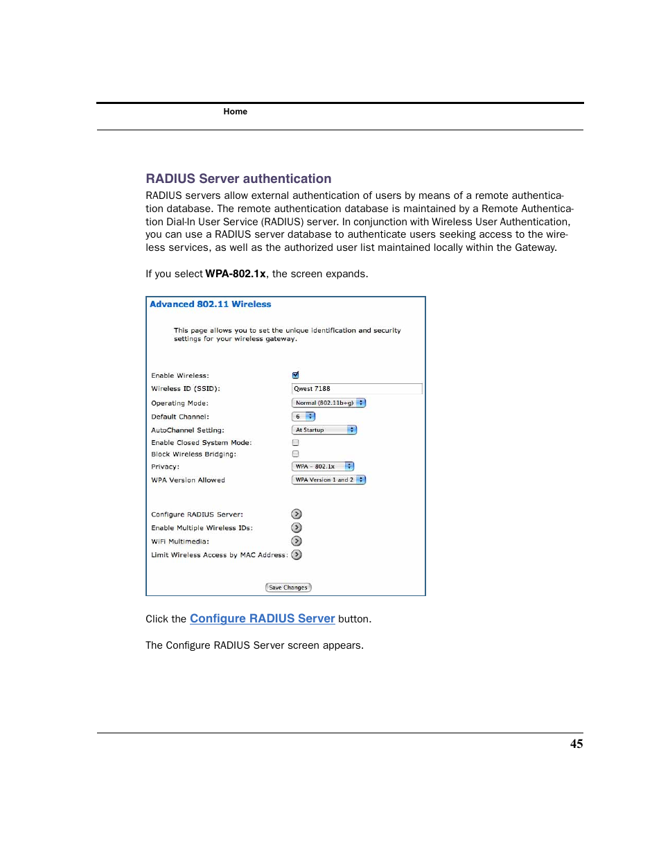 Radius server, Authentication | Motorola 3347 User Manual | Page 45 / 351