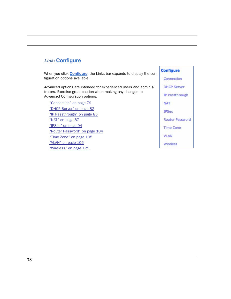 Link: configure, Configure, Conﬁgure | Motorola 3347 User Manual | Page 78 / 351