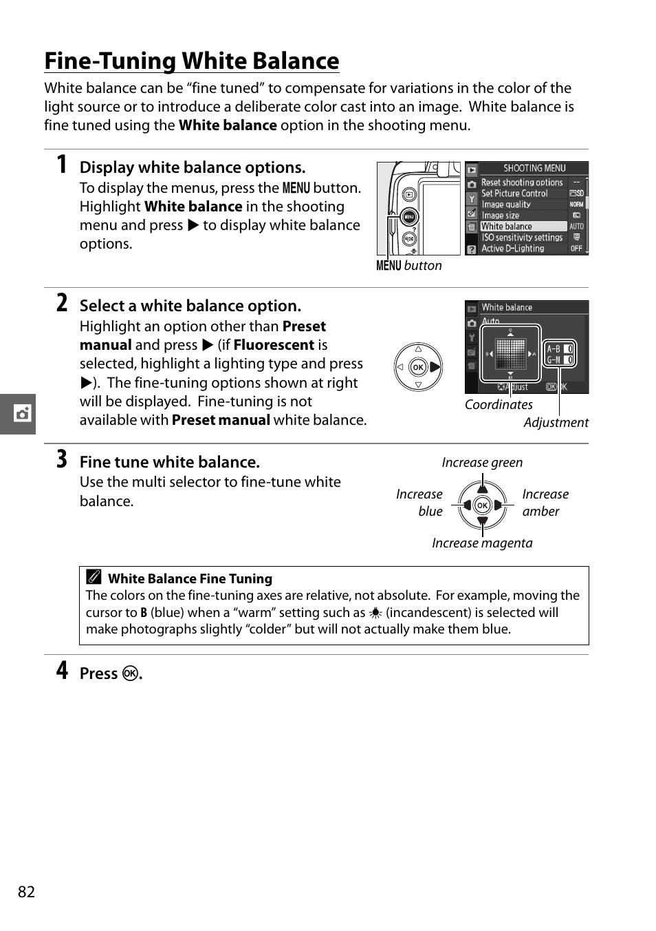 Fine-tuning white balance | Nikon D3000 User Manual | Page 100 / 216