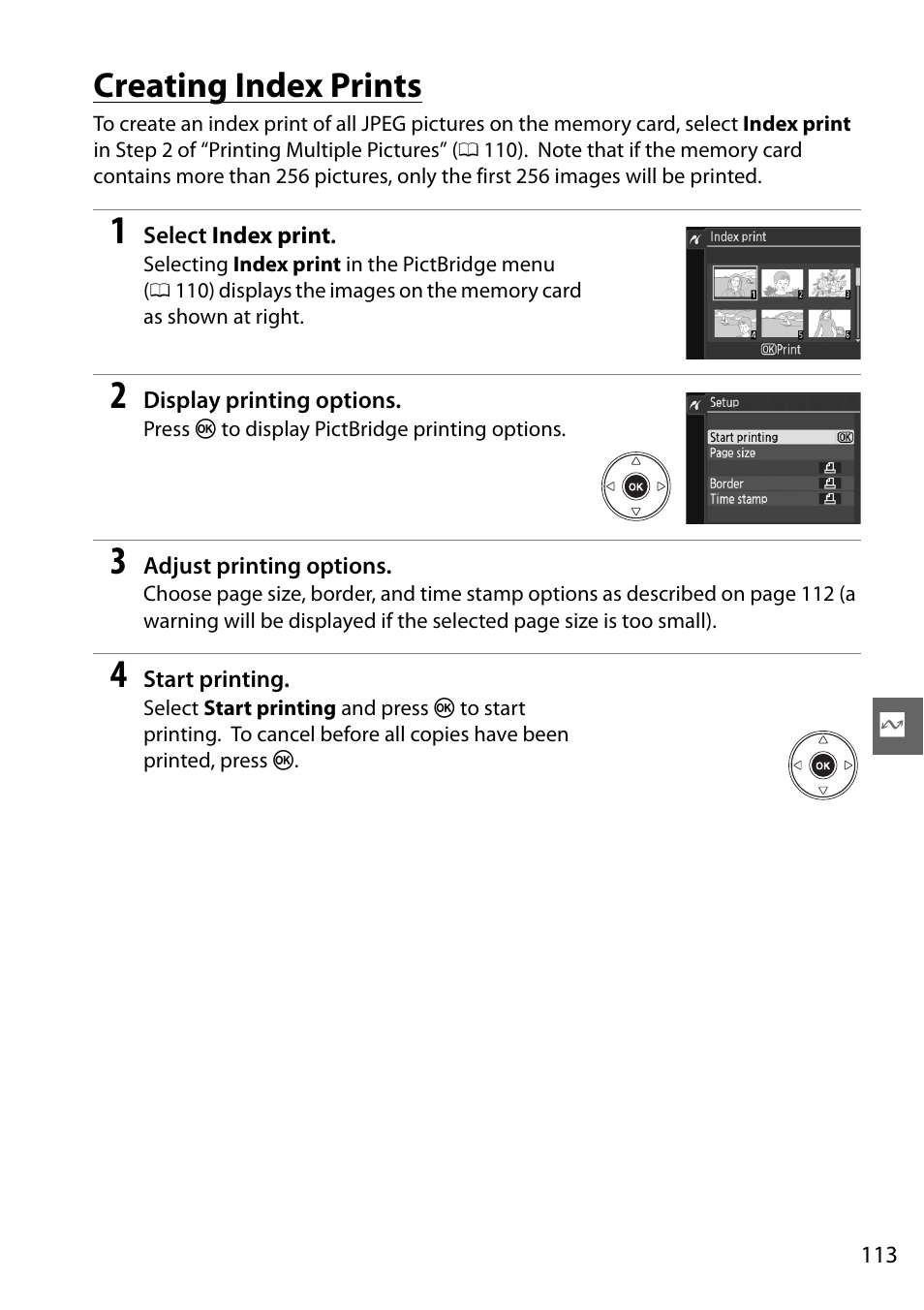 Creating index prints | Nikon D3000 User Manual | Page 131 / 216