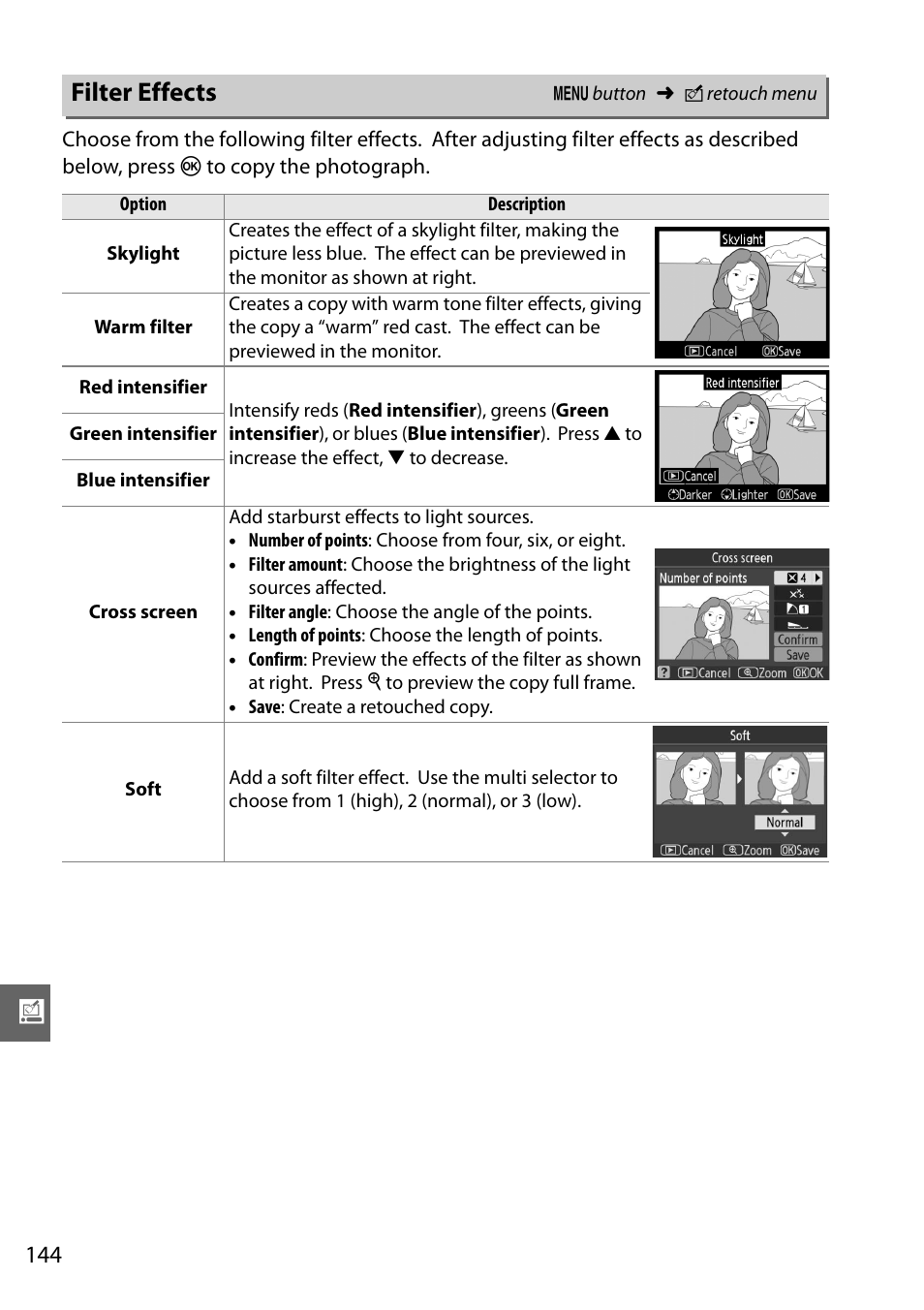 Filter effects | Nikon D3000 User Manual | Page 162 / 216