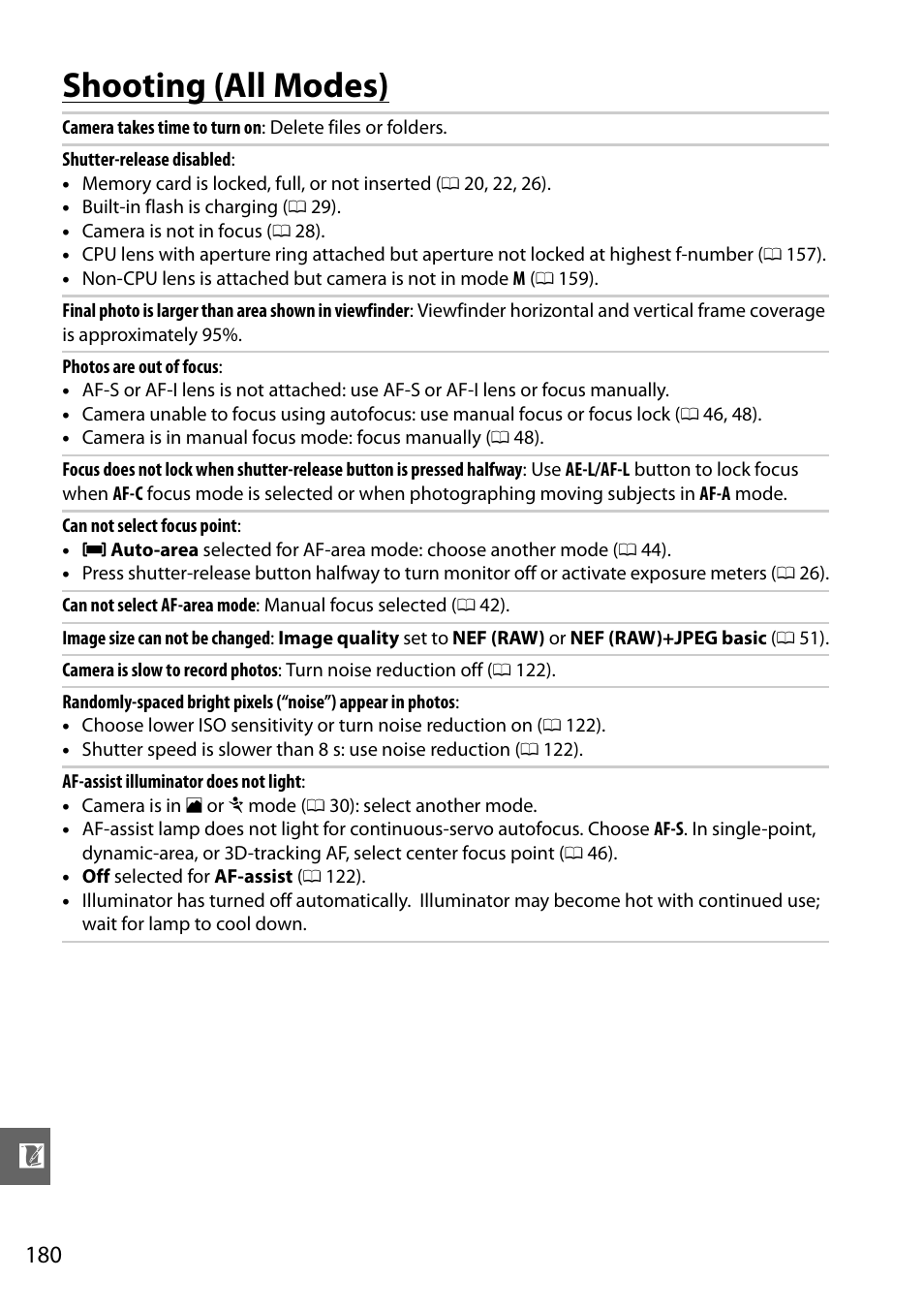 Shooting (all modes) | Nikon D3000 User Manual | Page 198 / 216