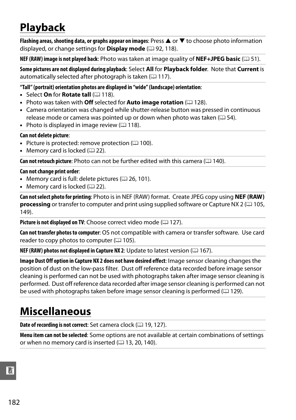 Playback, Miscellaneous, Playback miscellaneous | Nikon D3000 User Manual | Page 200 / 216