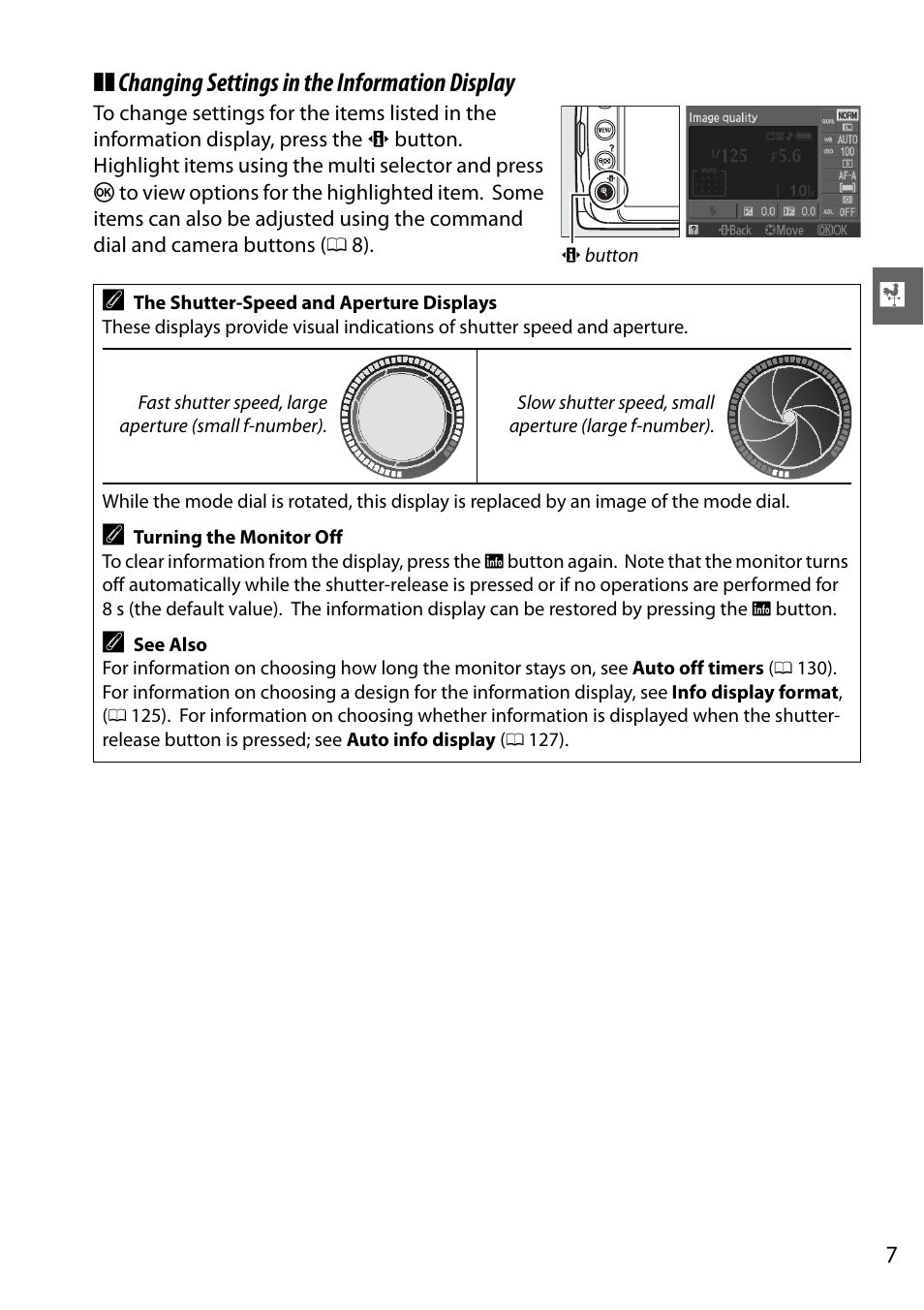 Changing settings in the information display | Nikon D3000 User Manual | Page 25 / 216