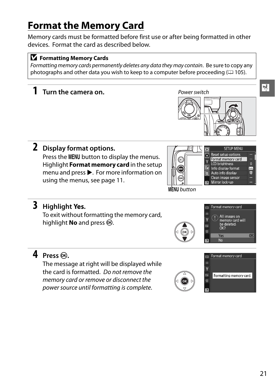 Format the memory card | Nikon D3000 User Manual | Page 39 / 216