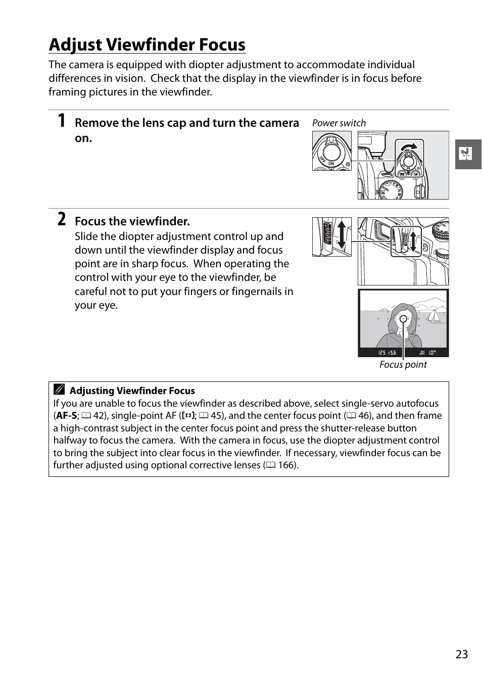 Adjust viewfinder focus | Nikon D3000 User Manual | Page 41 / 216