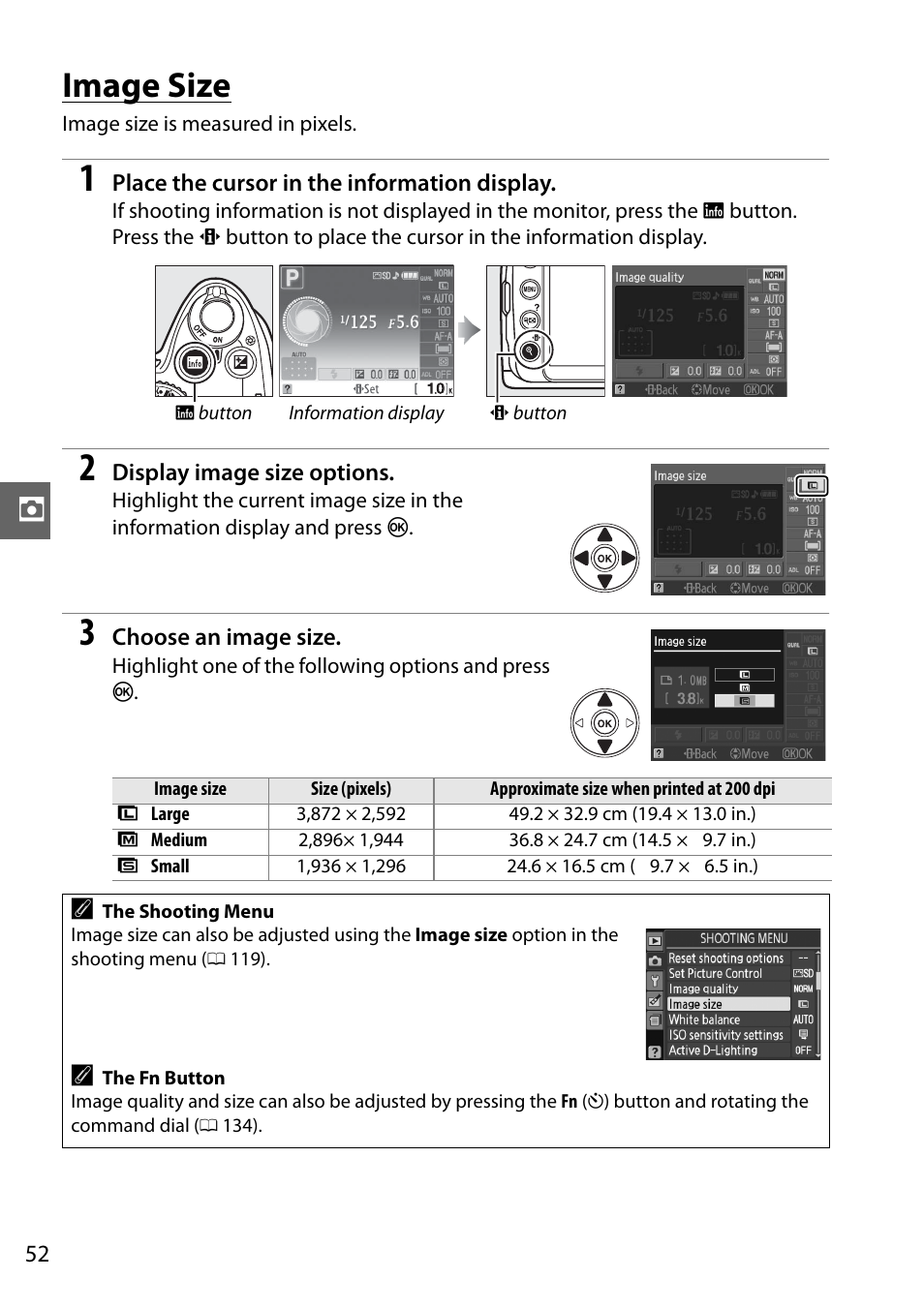 Image size | Nikon D3000 User Manual | Page 70 / 216