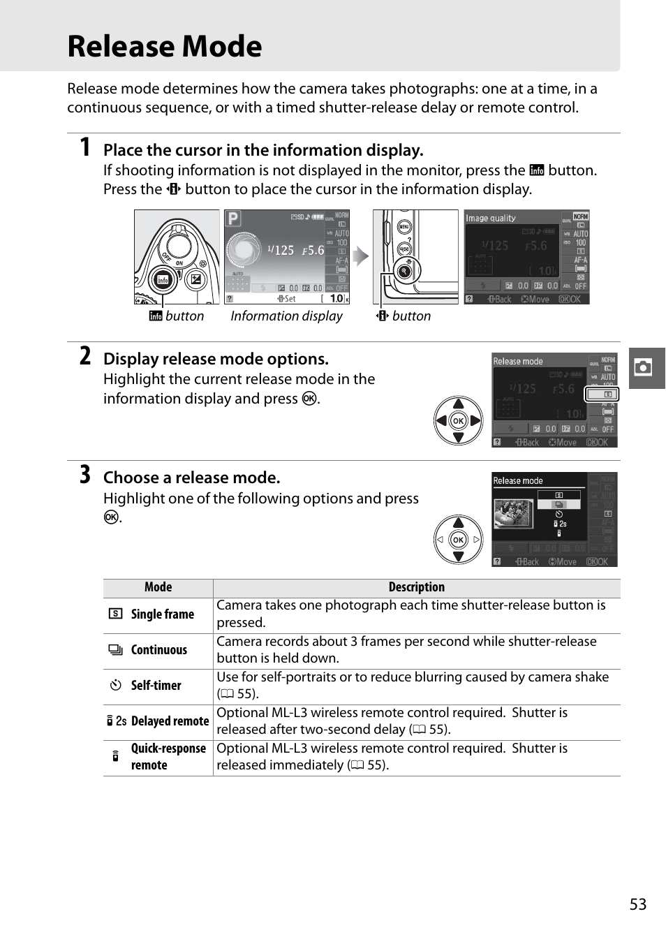 Release mode | Nikon D3000 User Manual | Page 71 / 216