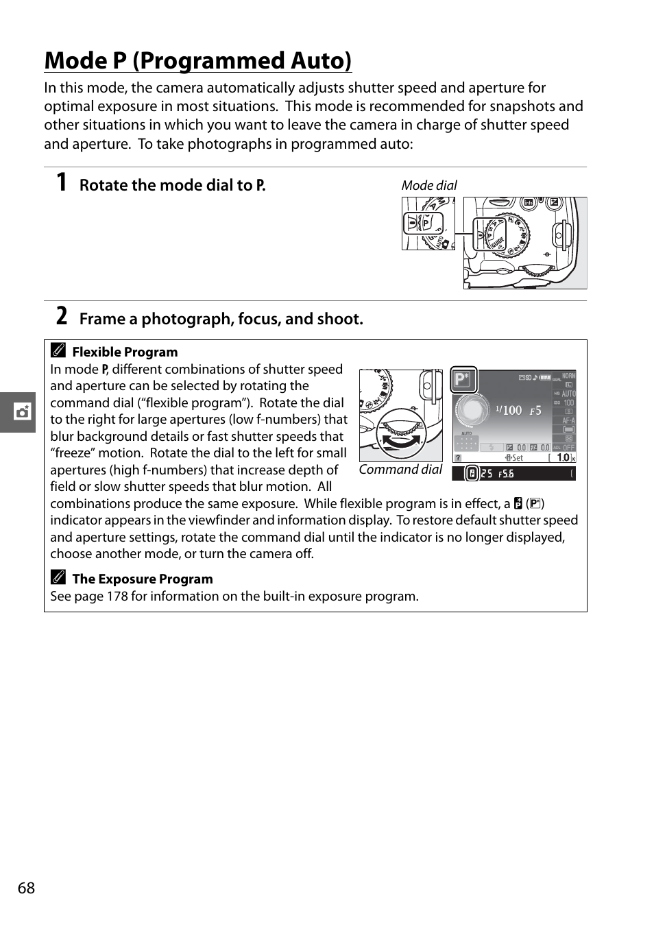 Mode p (programmed auto) | Nikon D3000 User Manual | Page 86 / 216