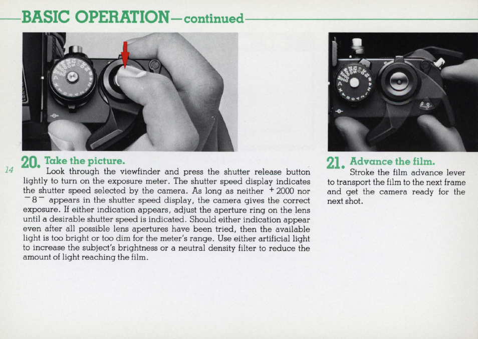 Basic operation —continued | Nikon F3 User Manual | Page 14 / 71