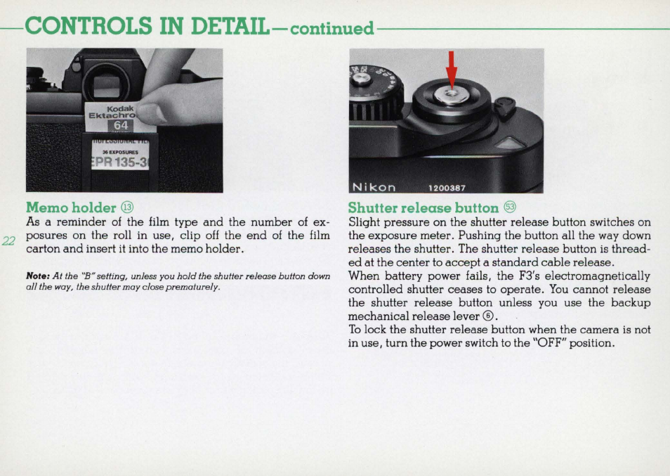 Is/i, Bioq, Controls in detail | L ji o | Nikon F3 User Manual | Page 22 / 71