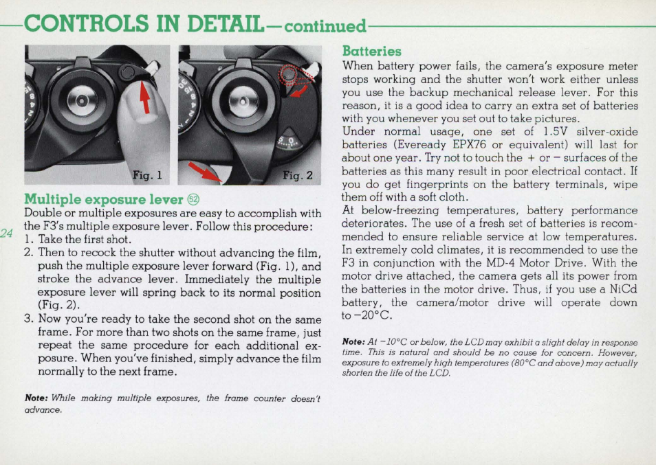 Controls in detail —continued | Nikon F3 User Manual | Page 24 / 71